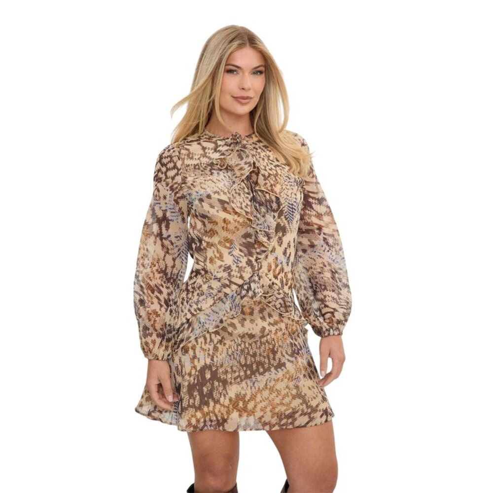 I Saw It First Womens/Ladies Ruffled Chiffon Mini Dress / Brown